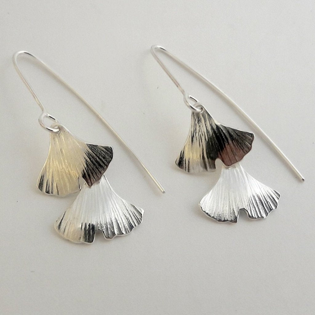 Ginkgo leaf earrings on sale silver