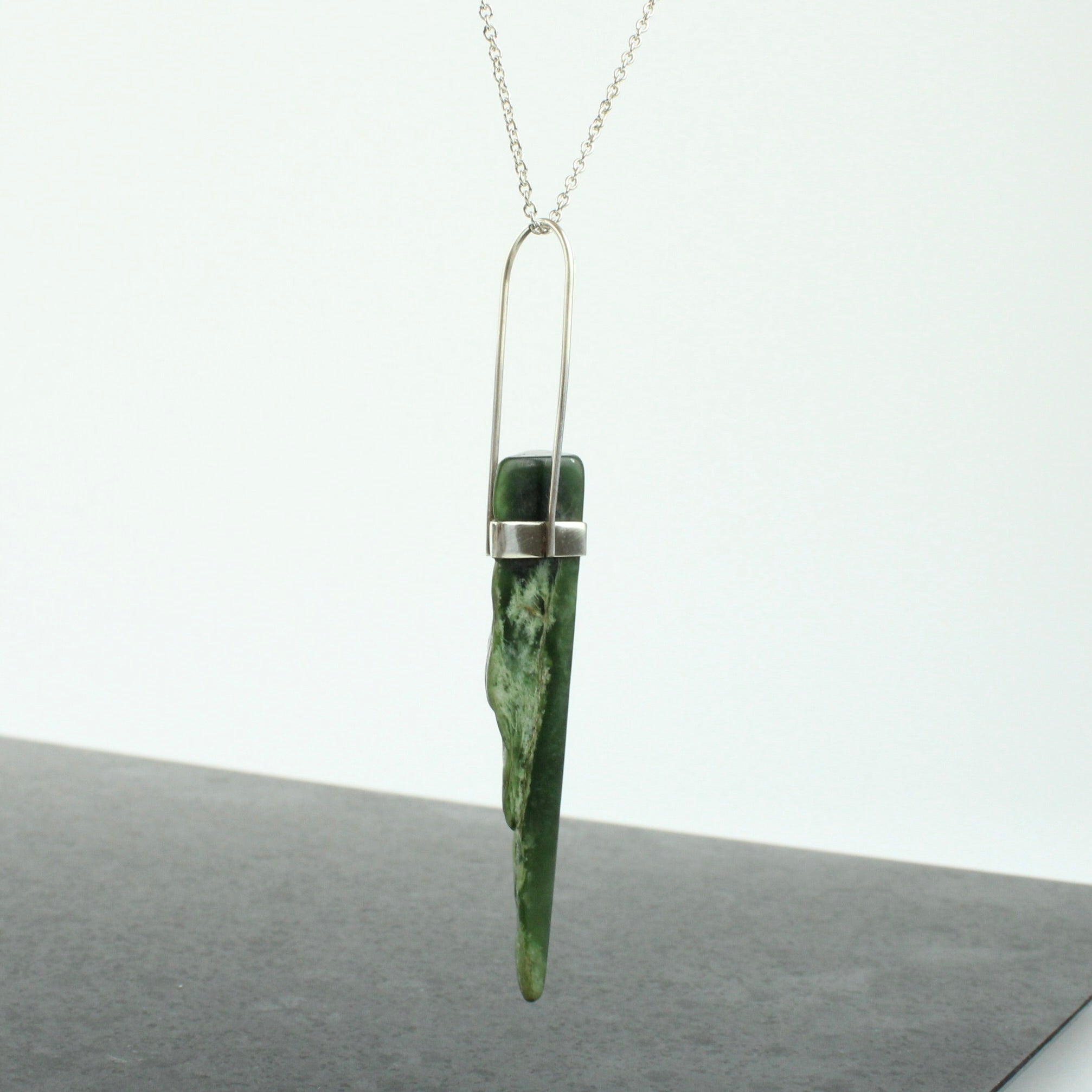 Vertical Pounamu Shard Pendant – Kina NZ Design + Artspace