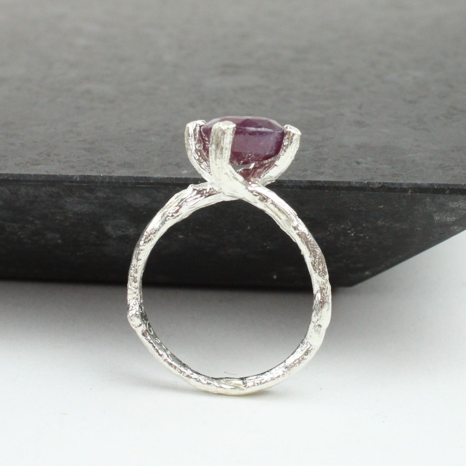 Briar Roots Ring - round red ruby – Kina NZ Design + Artspace