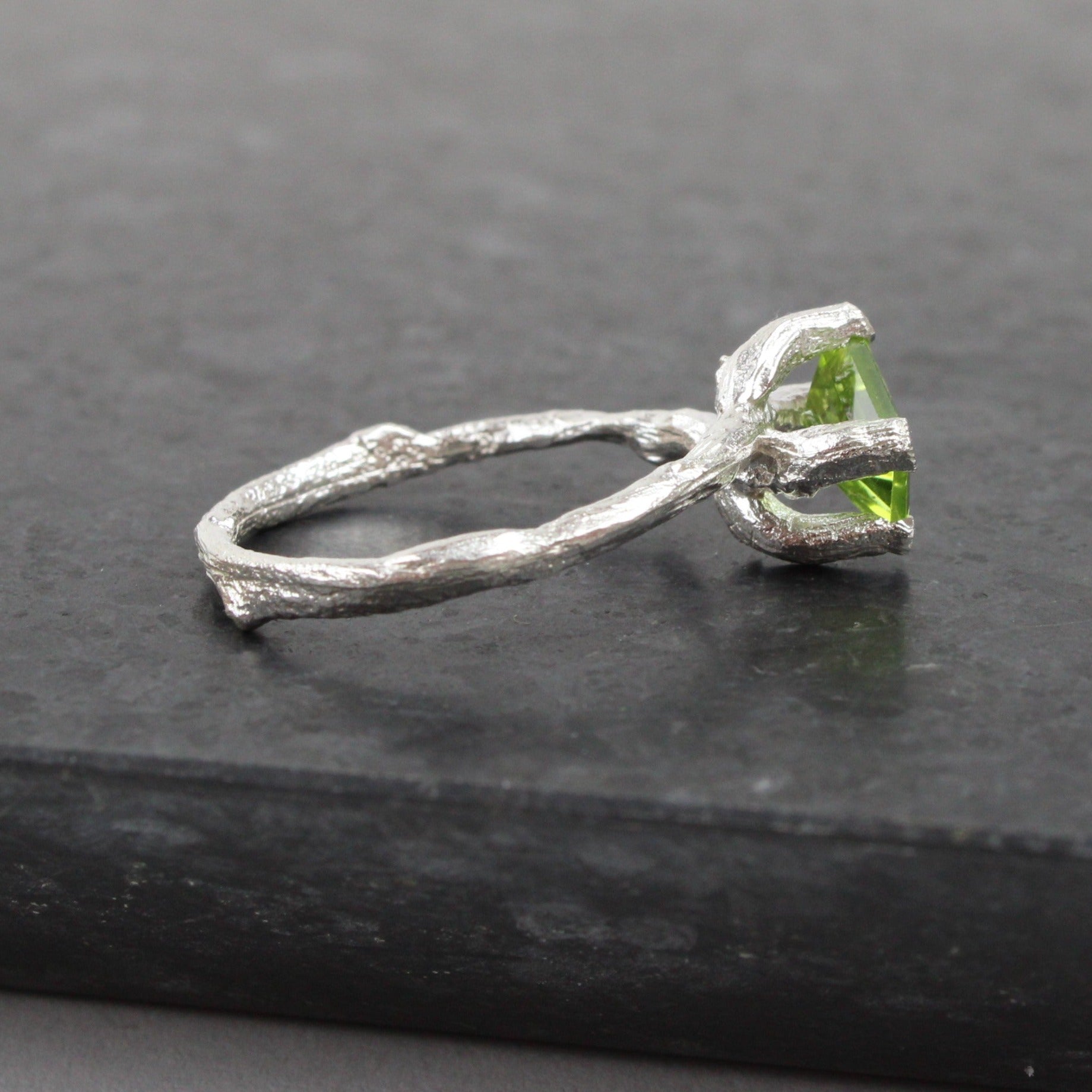 Briar Roots Ring peridot baguette Kina NZ Design Artspace